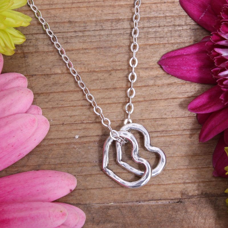 Double Heart Charm Necklace